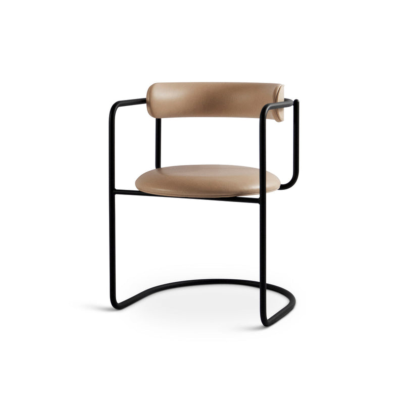 FF cantilever rounded kėdė su oda