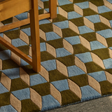 Olive Green, Powder Blue, Oat - Groove rug