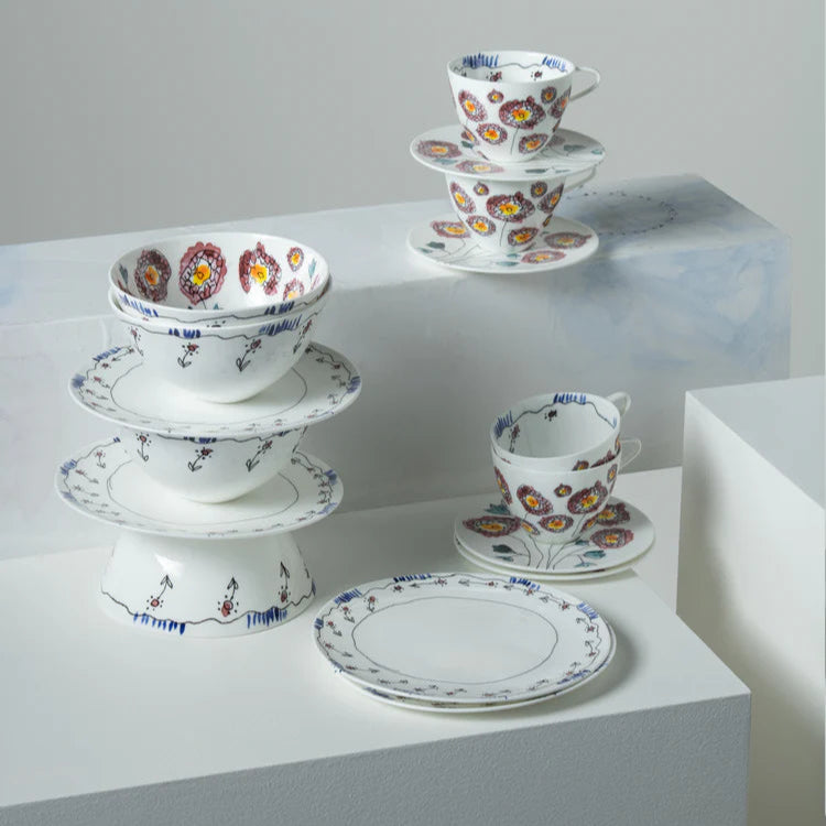 Midnight Flowers breakfast set 6 pieces