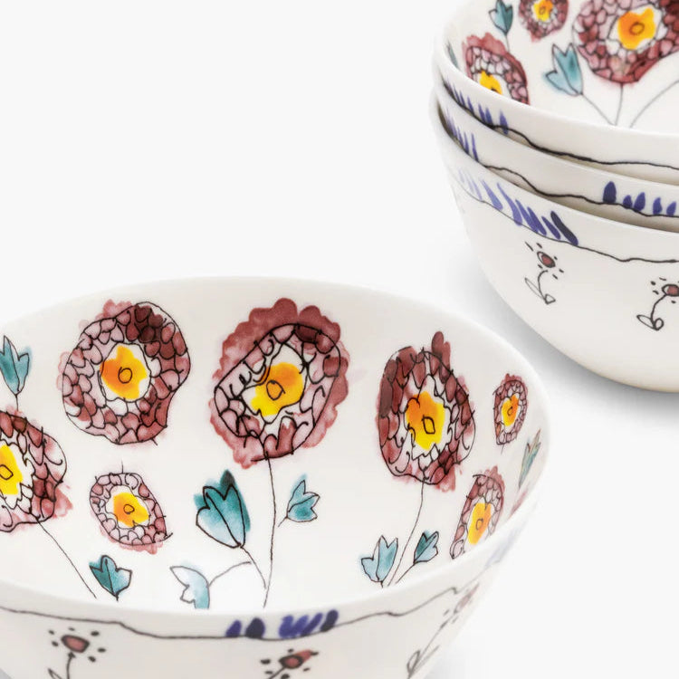 Midnight Flowers breakfast set 6 pieces