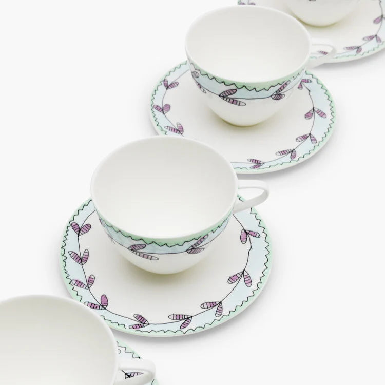 Midnight Flowers breakfast set 6 pieces