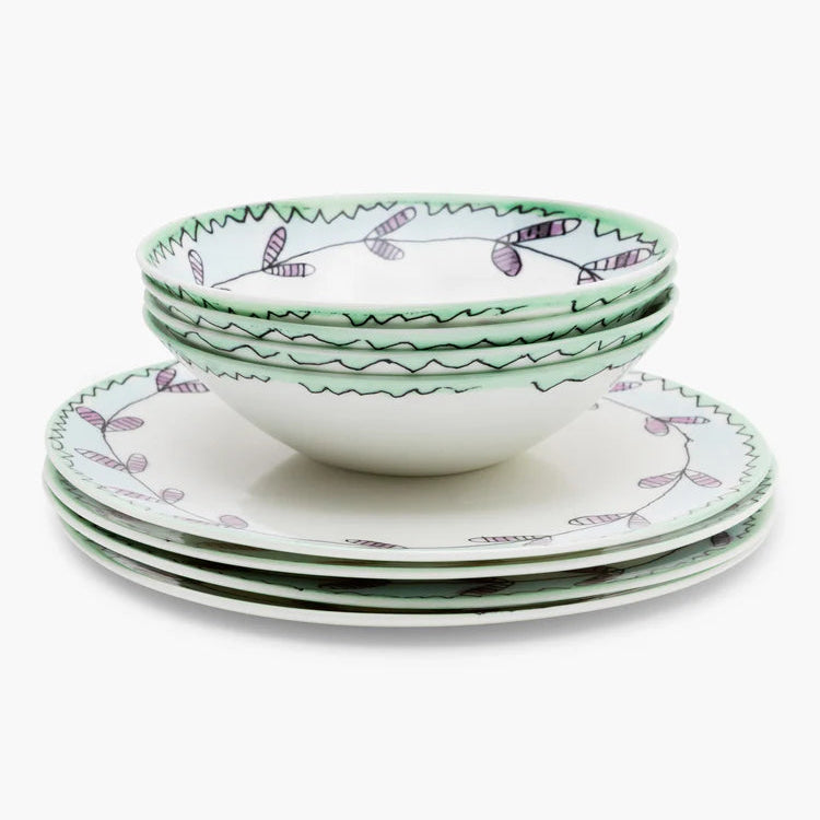 Midnight Flowers breakfast set 6 pieces