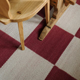 BURGUNDY CHESS WOOL rug