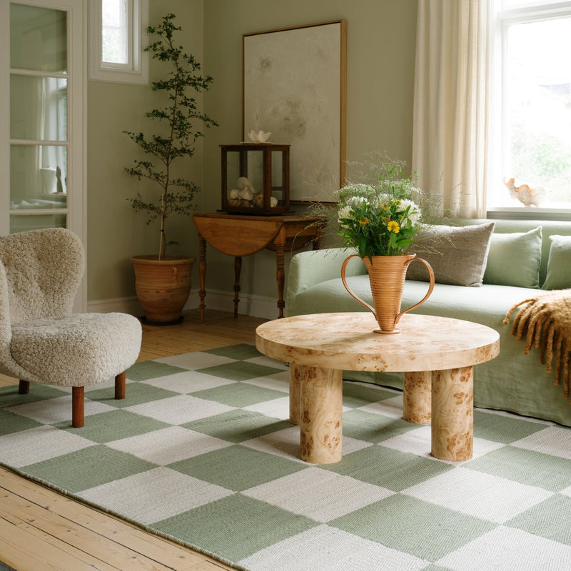 BURGUNDY CHESS WOOL rug