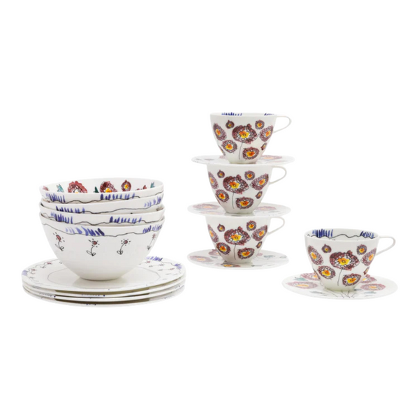 Midnight Flowers breakfast set 6 pieces