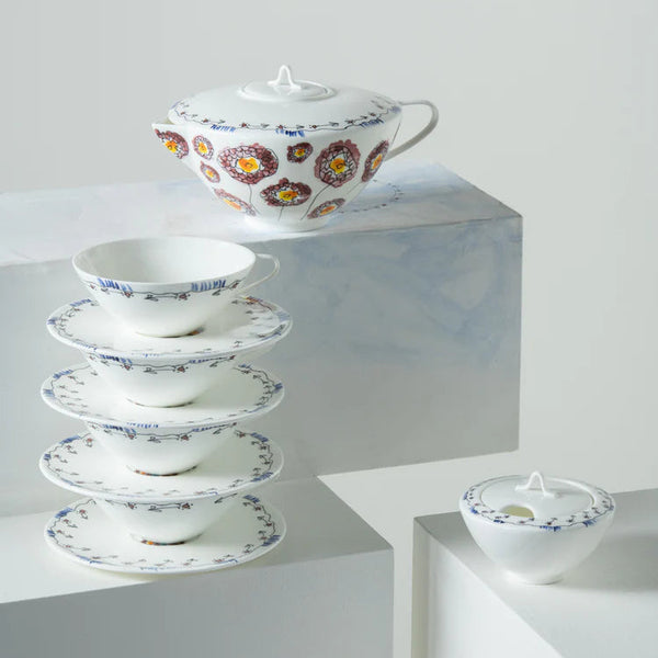 Midnight Flowers tea set 6 pieces