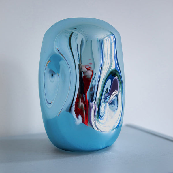 Blue chrome glass vase