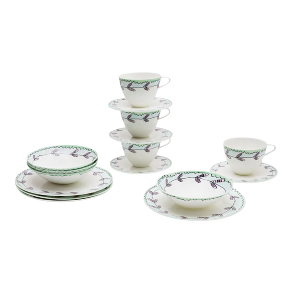 Midnight Flowers breakfast set 6 pieces