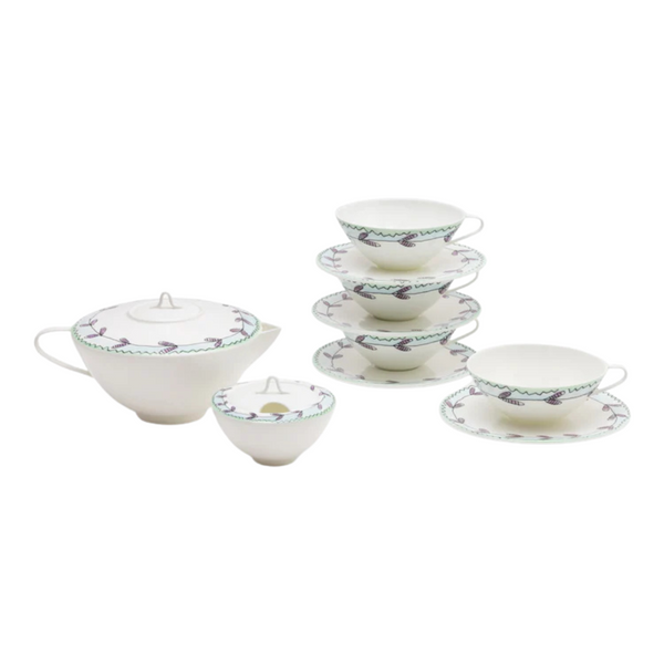 Midnight Flowers tea set 6 pieces